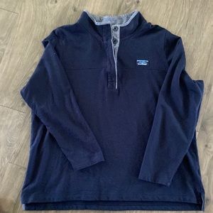 LL Bean rugby button up pullover sweatshirt Navy Blue